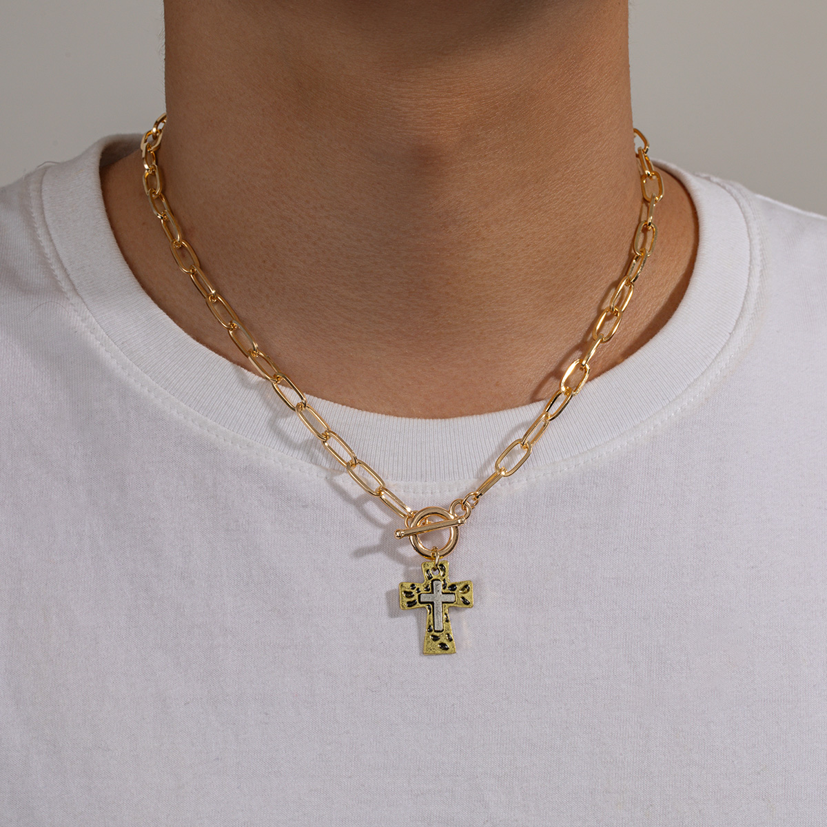 Ethnic Wear Men'S Fashion - 1 ethnic style two-color cross pendant,