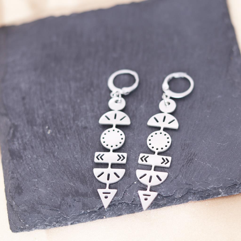 Ethnic Fashion Trend - QIAMNI Stainless Steel Vintage Ethnic Geometric