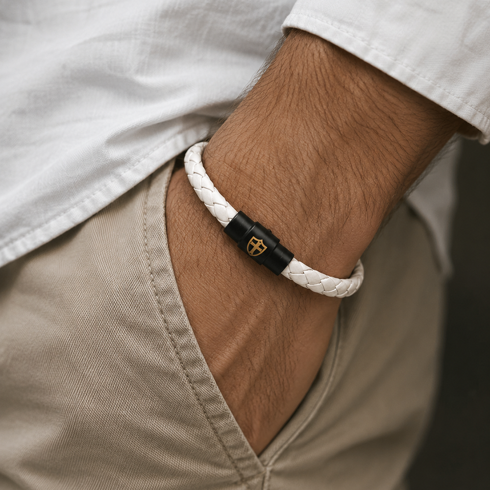Minimalist Mens Braided Leathe - Ethnic Fashion Logo recension och pris