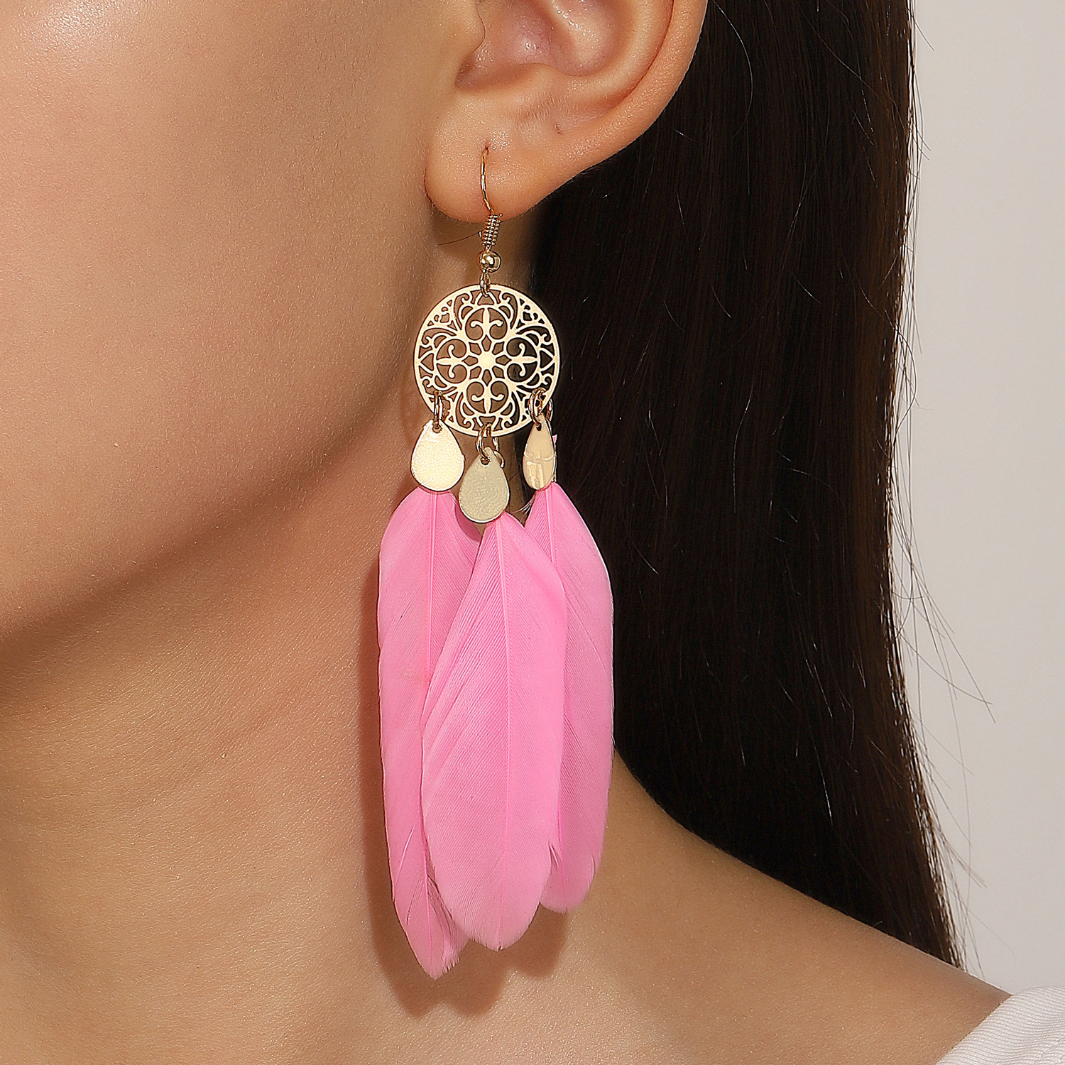 Exotic Bohemian Pink Feather T - Ethnic Fashion Trend recension och pris