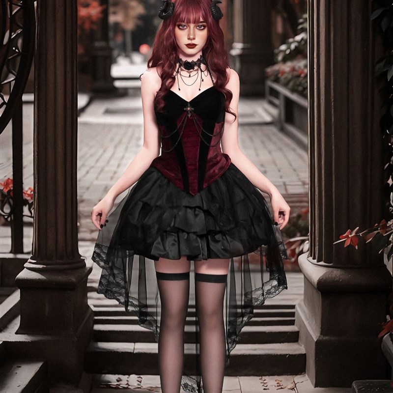 Dark Gothic Style Devil  Suit  - Ethnic Fashion Dress recension och pris