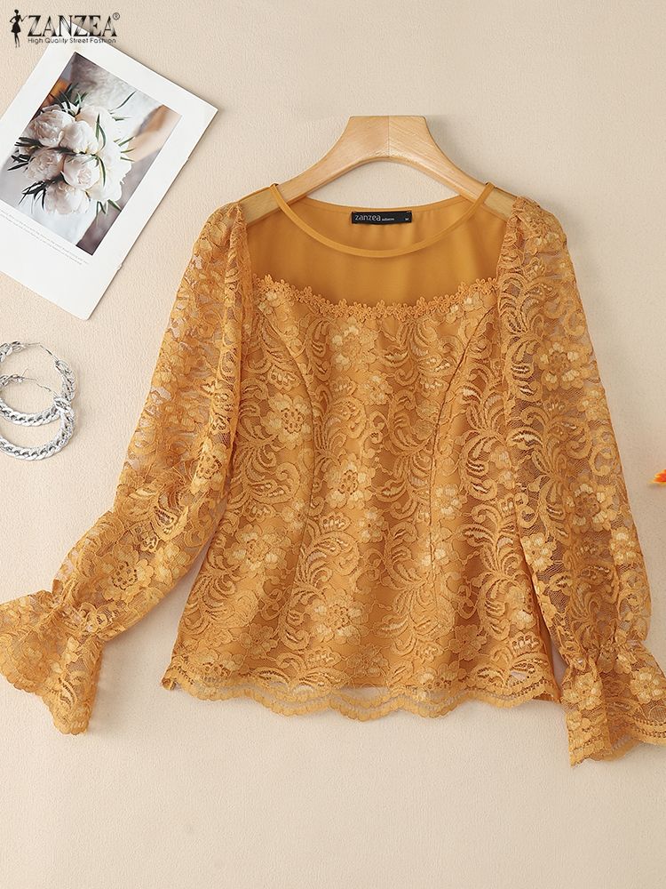 2025 ZANZEA Autumn Lace Patchw - Thai Silk Blouse recension och pris