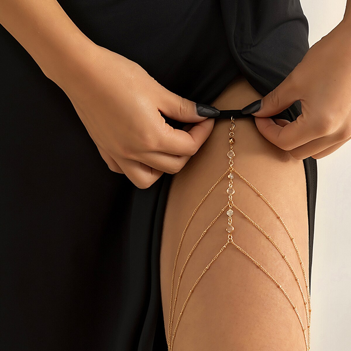 Boho Elastic Band Crystal Leg  - Ethnic Fashion Dress recension och pris