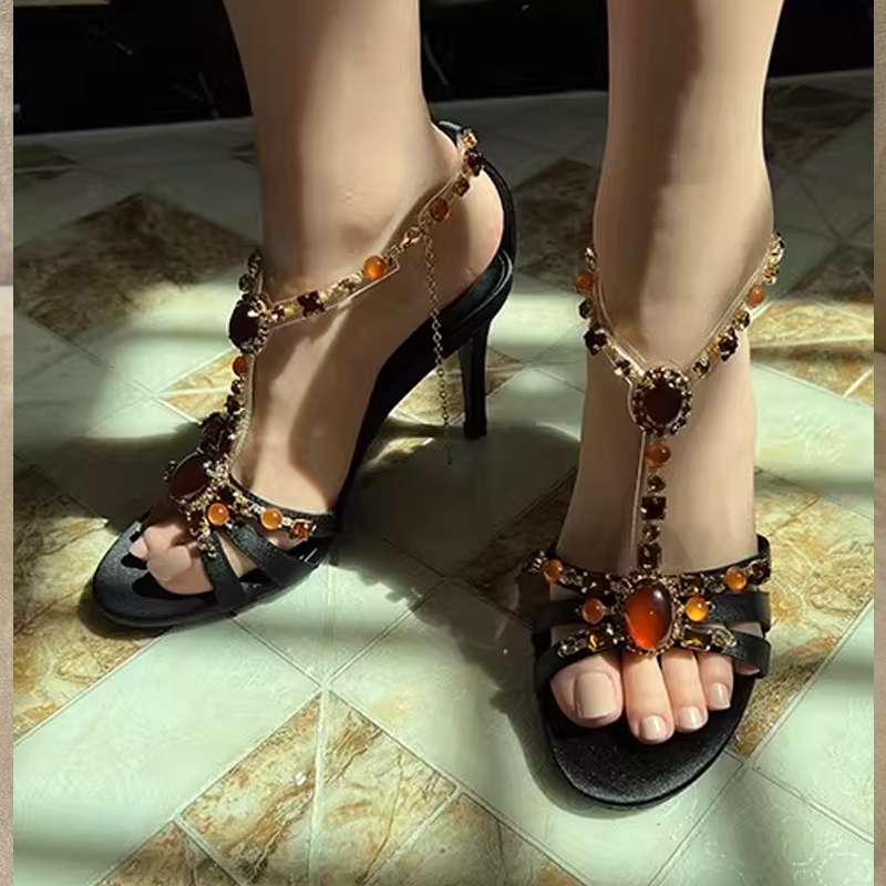 Rhinestone Open Toe Cross Stra - Ethnic Modern Fashion recension och pris