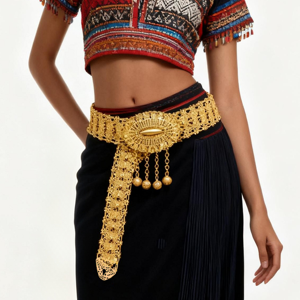 Golden Alloy Carved Hollow Geo - Ethnic Fashion Dress recension och pris