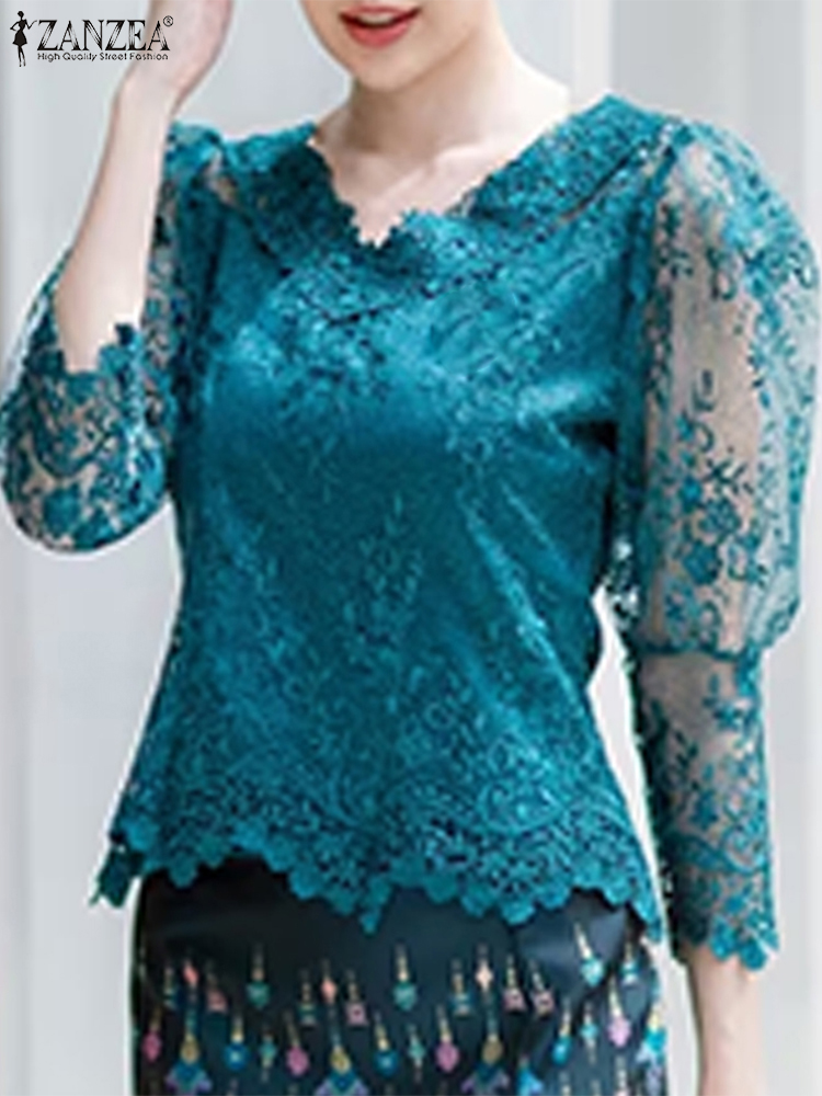 ZANZEA Lace Blouse Women Summe - Thai Silk Blouse recension och pris