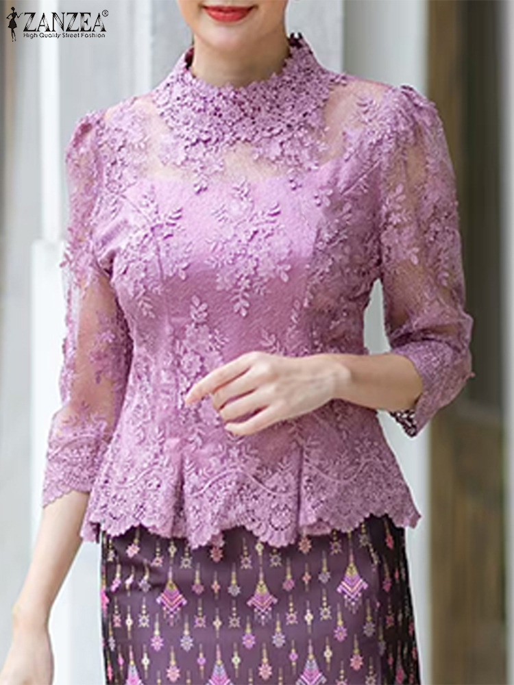 ZANZEA Lace Blouse Women Summe - Thai Silk Blouse recension och pris