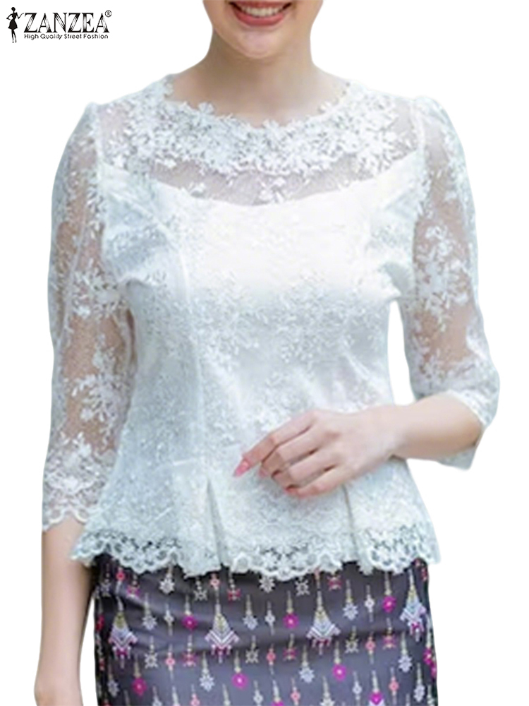 ZANZEA Lace Blouse Women Summe - Thai Silk Blouse recension och pris