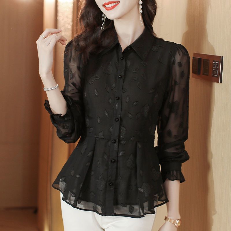 Elegant Floral Long Sleeve Chi - Thai Silk Blouse recension och pris