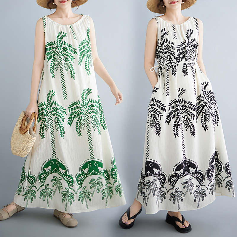 Summer Large Size Leaf Print M - Ethnic Fashion Dress recension och pris
