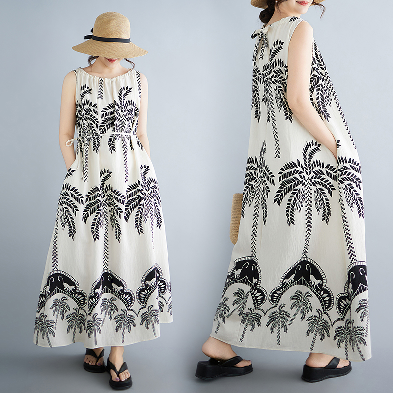 Summer Large Size Leaf Print M - Ethnic Fashion Dress recension och pris