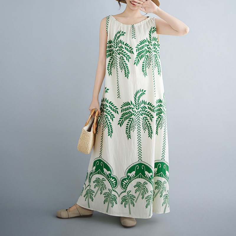 Summer Large Size Leaf Print M - Ethnic Fashion Dress recension och pris