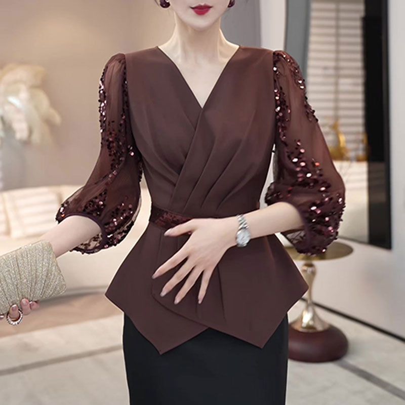 2025 Autumn New Fashion V-neck - Thai Silk Blouse recension och pris