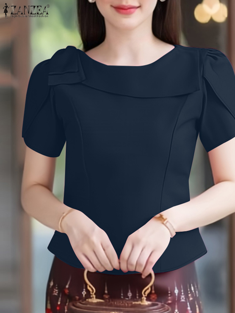 ZANZEA Elegant Short Petal Sle - Thai Silk Blouse recension och pris
