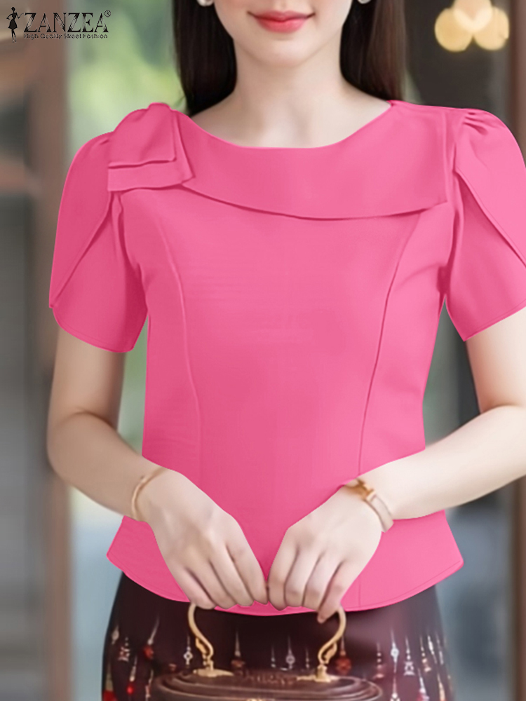 ZANZEA Elegant Short Petal Sle - Thai Silk Blouse recension och pris