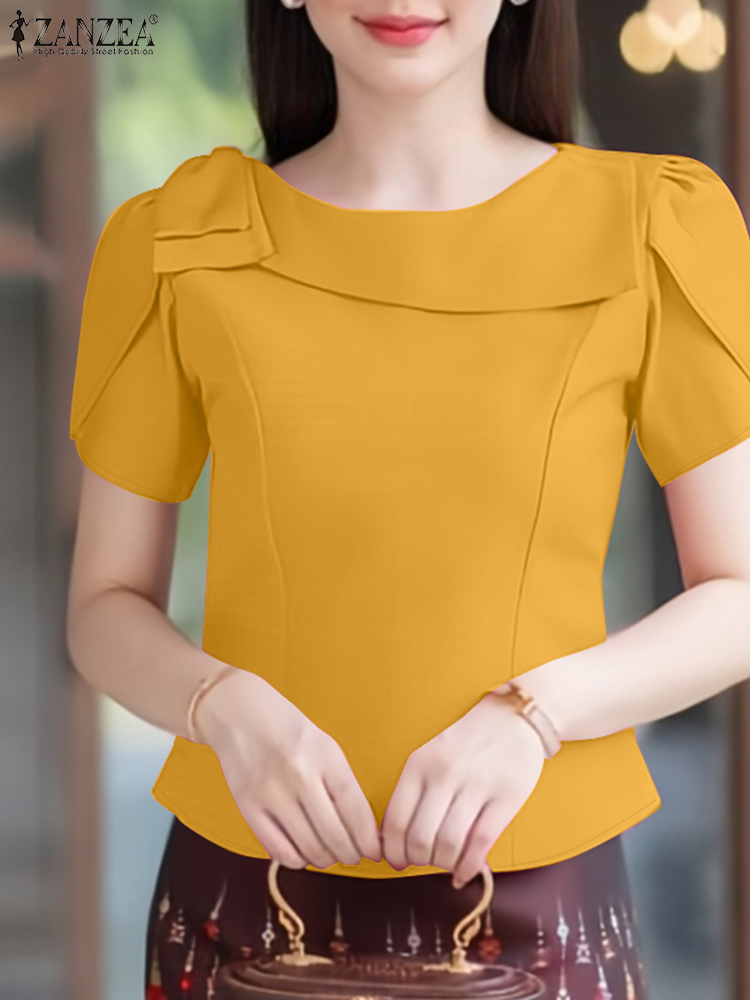 ZANZEA Elegant Short Petal Sle - Thai Silk Blouse recension och pris